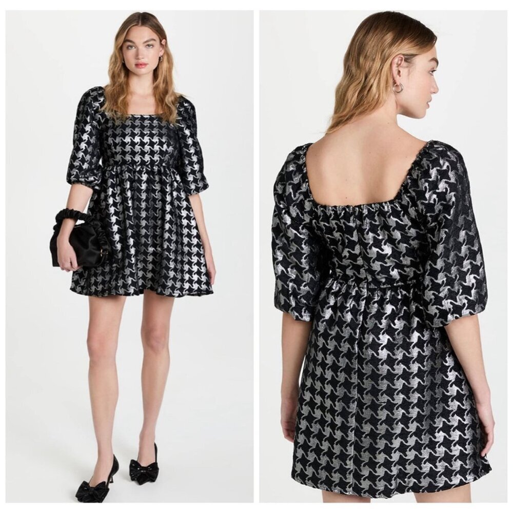Moon River Nwt $96 Metallic Party Dress In Black And Silver Womens Size M